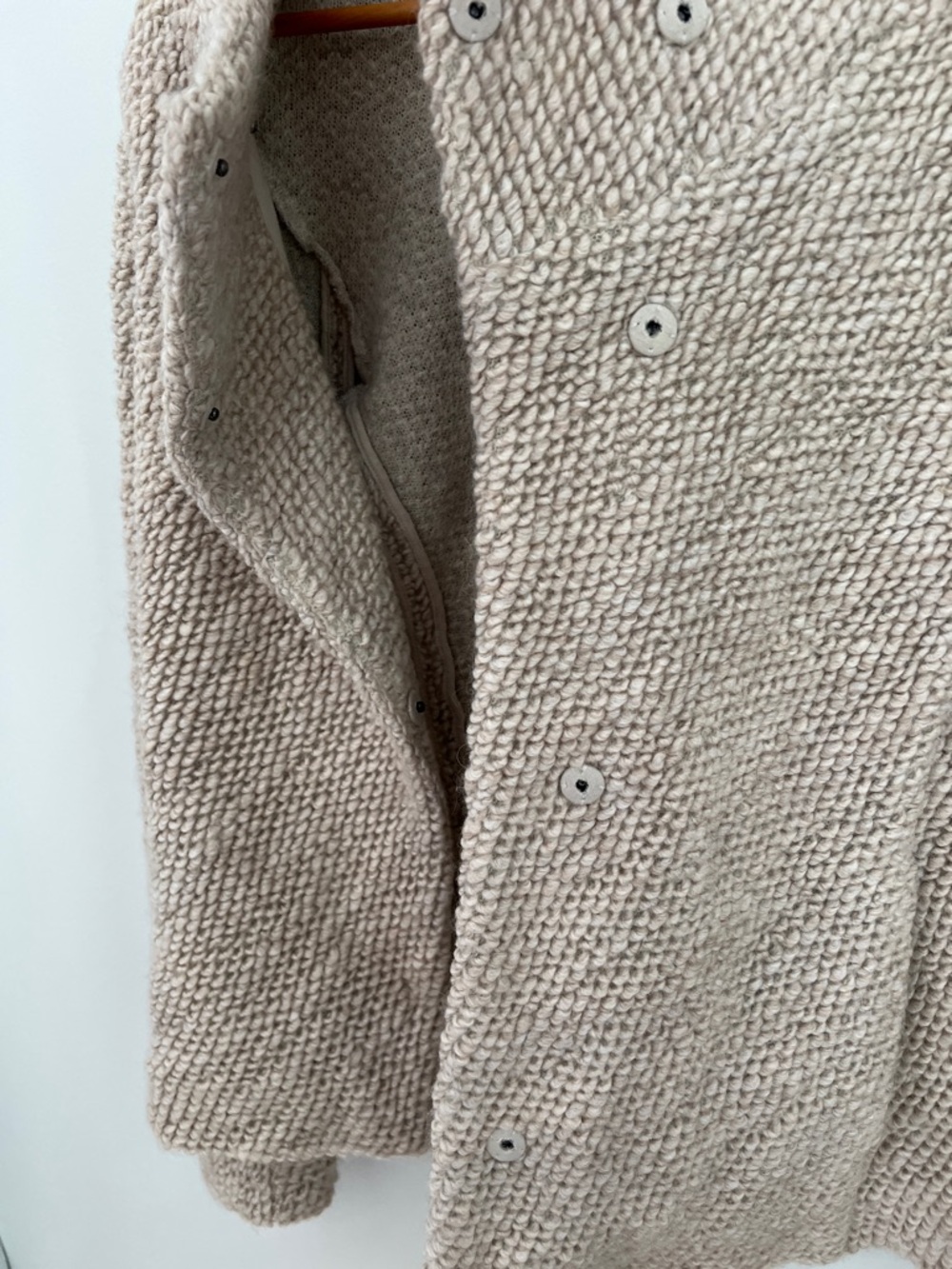Eileen Fisher Wool Blend Chunky Knit Coatigan in Light Taupe Size M - Picture 9 of 17